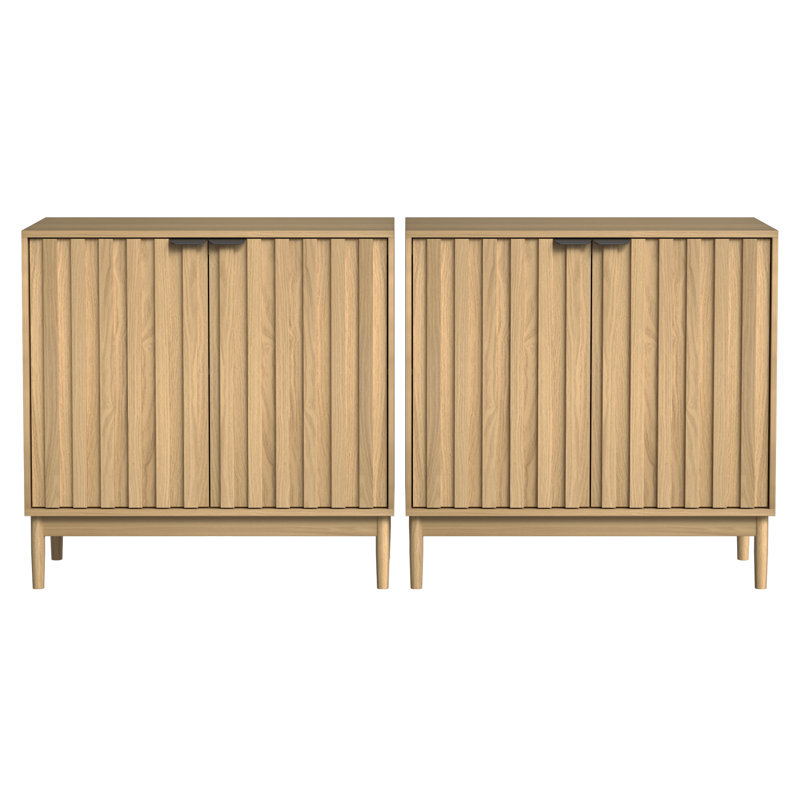 31"Sideboard with Adjustable Shelves(Set of 2), Brown
