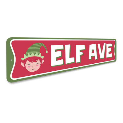 Elf Avenue Holiday Custom Aluminum Sign