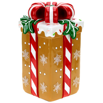 Lighted Gingerbread Gift Box - 16 Inches