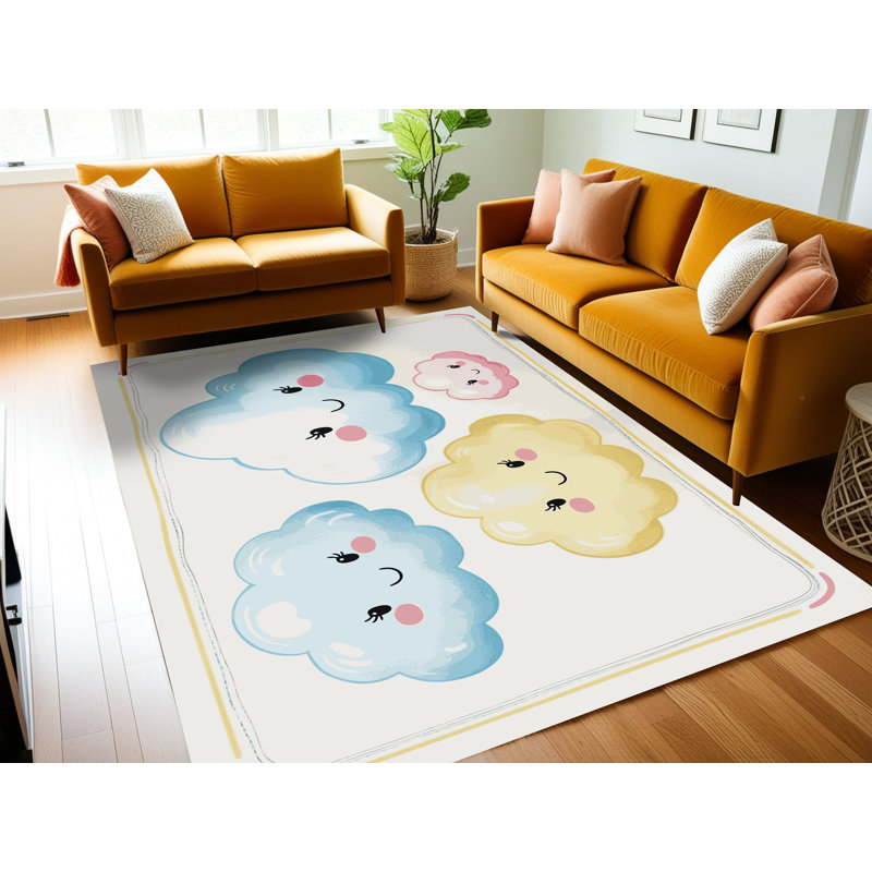 Tapis lavable pour enfant East Urban Home Sky Clouds_Sky016, Rectangle de 5 pi x 8 pi