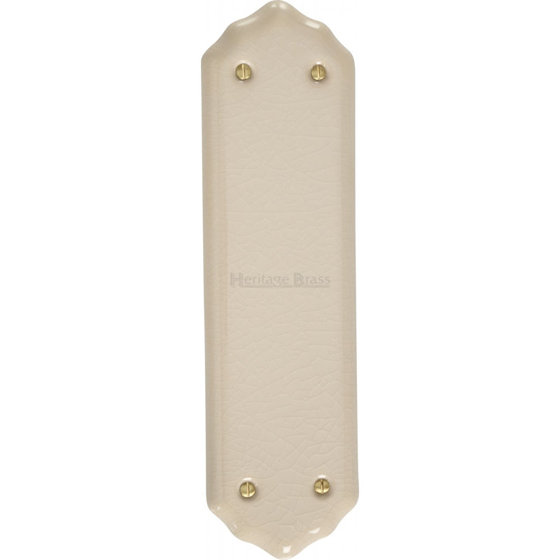 Heritage Brass Shaped Fingerplate Crackle, Cream