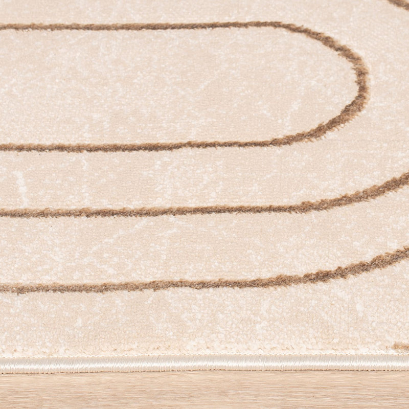 Modern Area Rug for Living Room with Boho Swirl Art Design, Rectangle 7'11" x 11'2"
