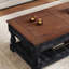 Table basse à plateau relevable rétro avec rangement