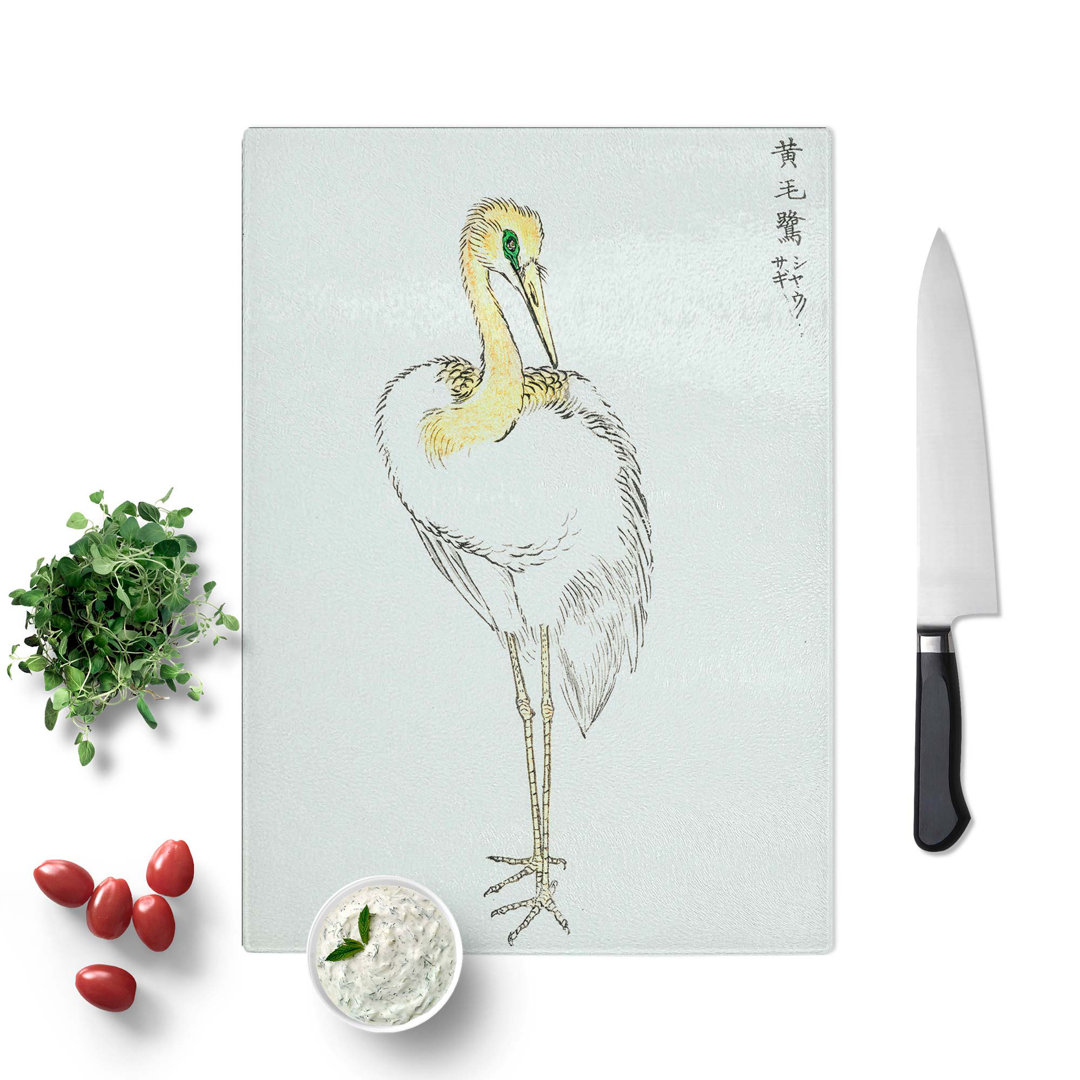 Glass Great White Egret by Numata Kashu Chopping Board