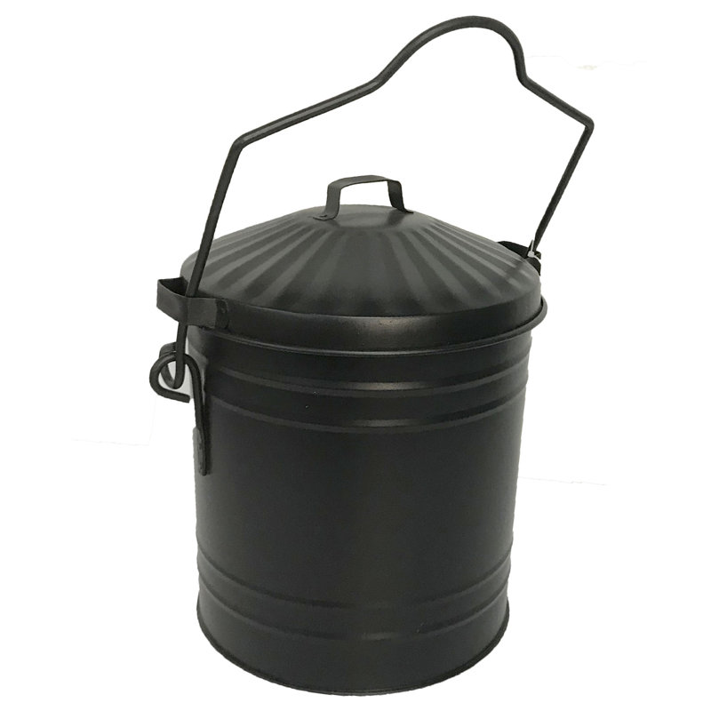 Helin Galvanised Bucket with Lid and Handle 13L Steel Log Carrier