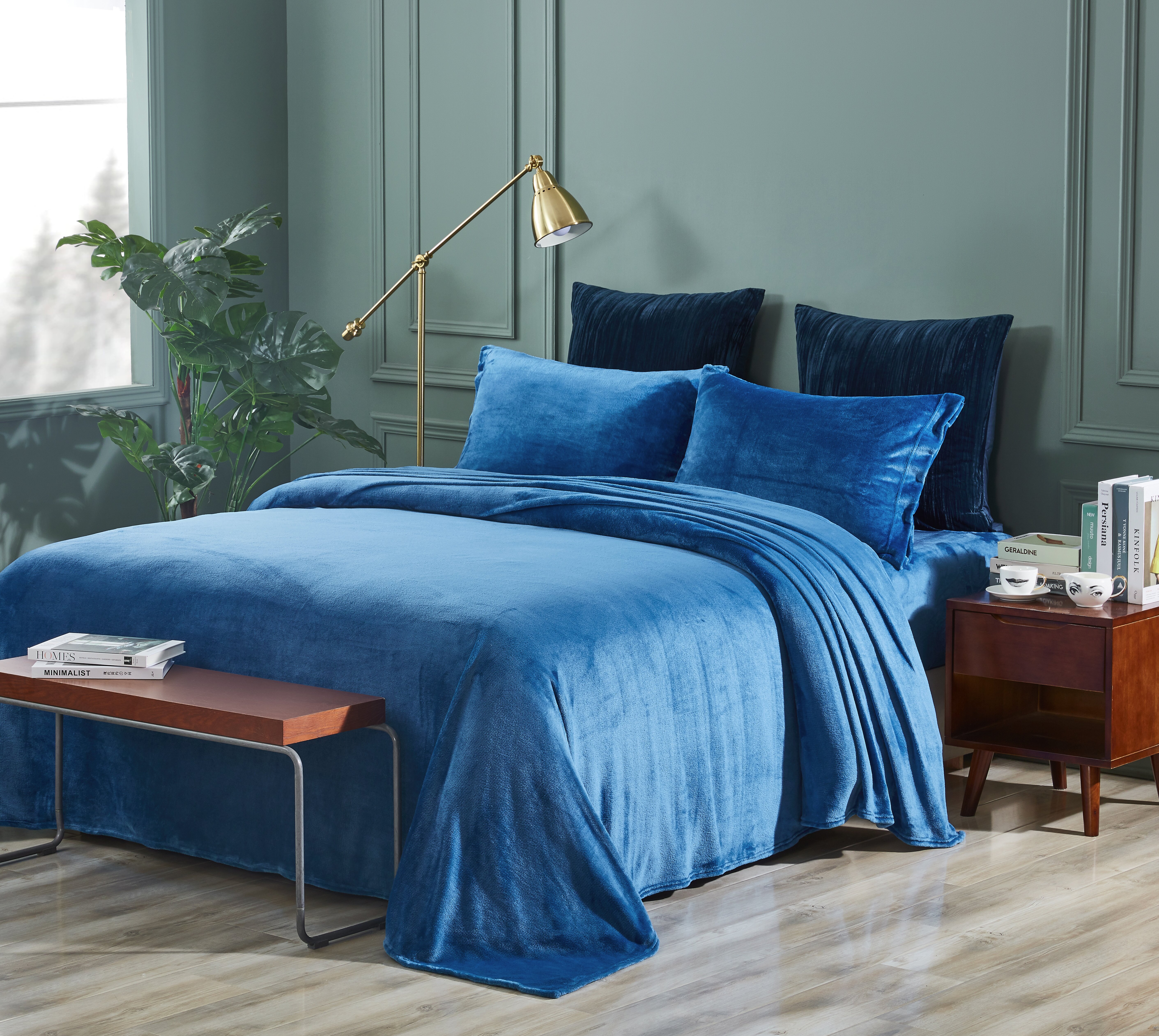 3in1 LV BLUE Fitted Bed Sheet - Canadian Fabric Bedsheet with 2 Pillowcase  (4 Corner Garterized Fitted Bedsheet)