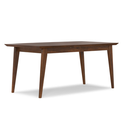Draper 66-84"W Walnut Extendable Dining Table, Mid-Century Modern Style