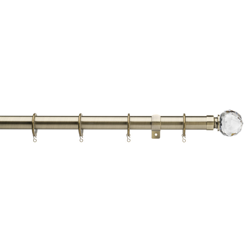 Jacinta 2.8cm Single Curtain Pole, 180cm, Antique Brass