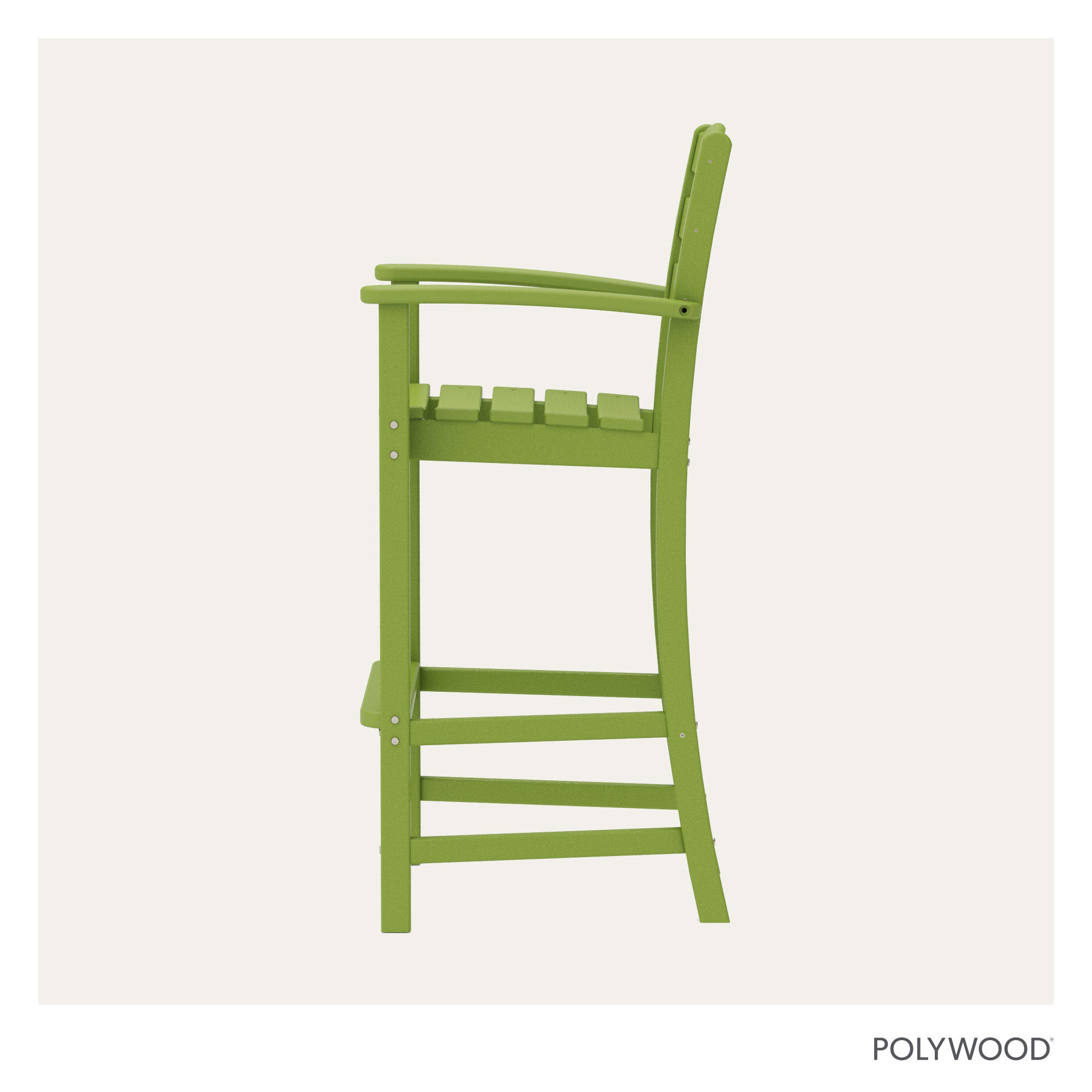 POLYWOOD La Casa Café Bar Arm Chair, Green, Bar Stool (30.13" Seat Height)