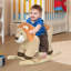 Bébé cheval à bascule Qaba lion avec son, animaux à bascule en peluche, cheval à bascule en bois avec ceinture de sécurité