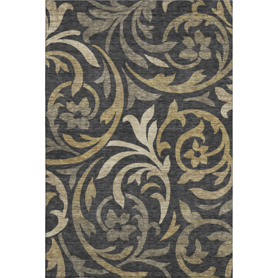 Premium Machine Washable Prisco Black Rug