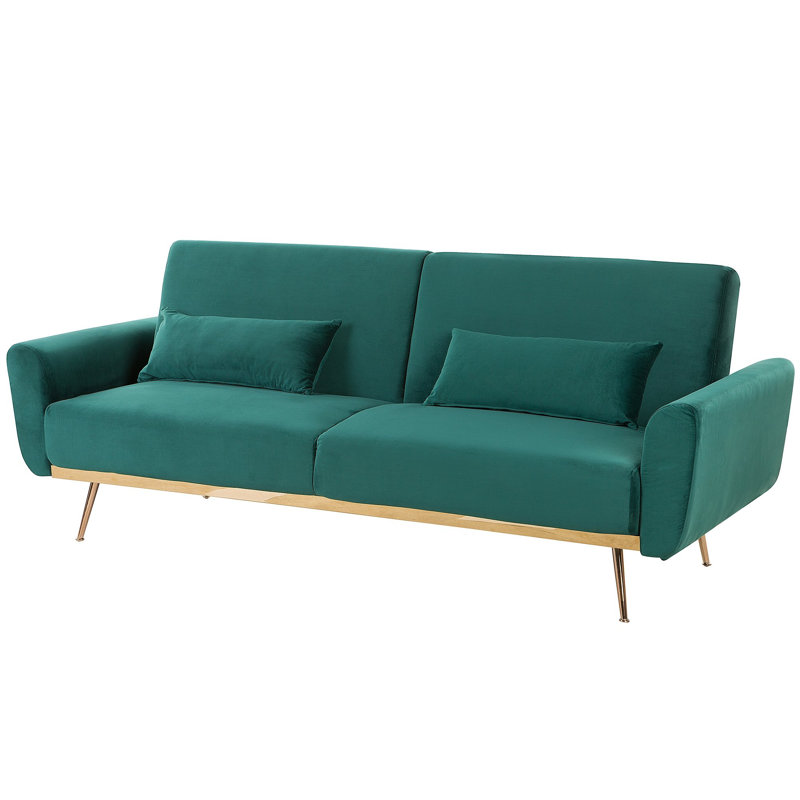 Trenton 3 Seater Velvet Sofa Bed, Green