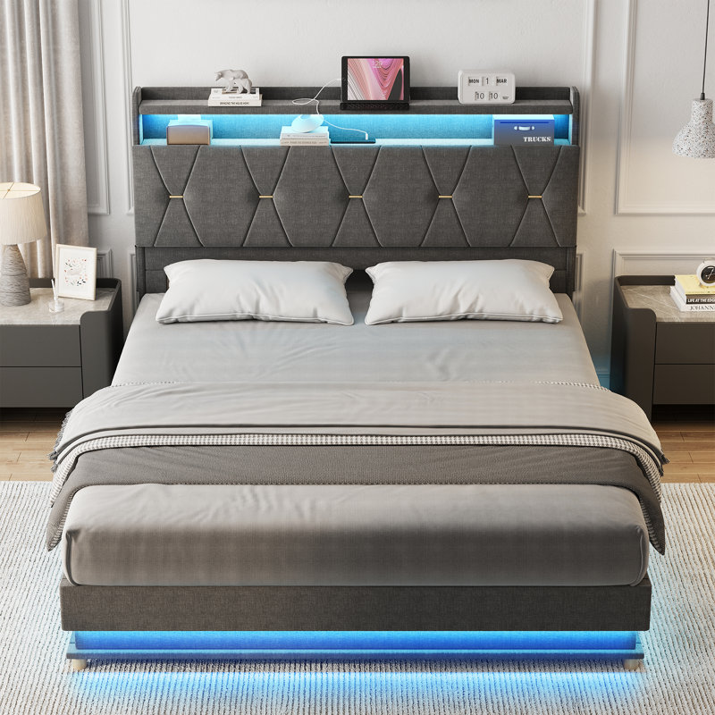 Base de lit avec rangement Lift Up, gris, Double