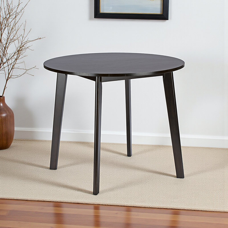 Berenike Mid-Century Dark Brown Round Dining Table, 29.5'' H X 35.5'' W X 35.5'' D
