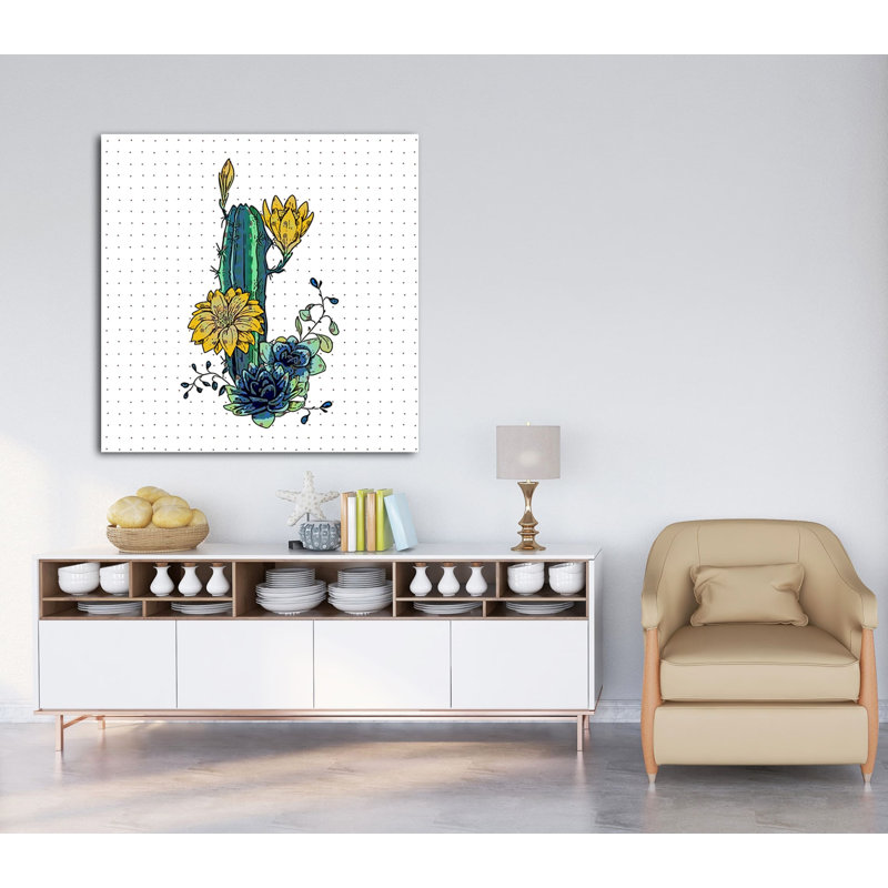Fleurs de cactus 761 - Impression sur toile tendue, H 8 po x l 8 po x P 1,5 po