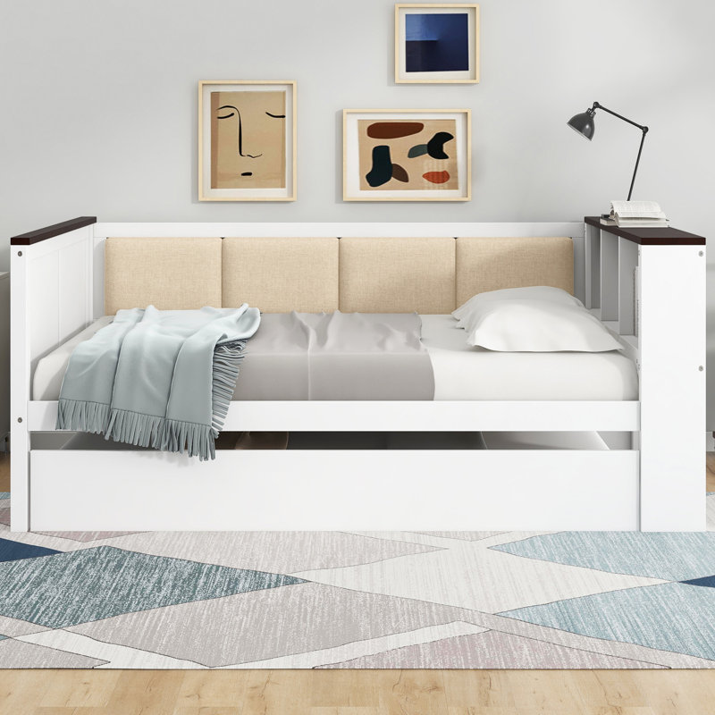 Wood Daybed With Storage Shelves, Full