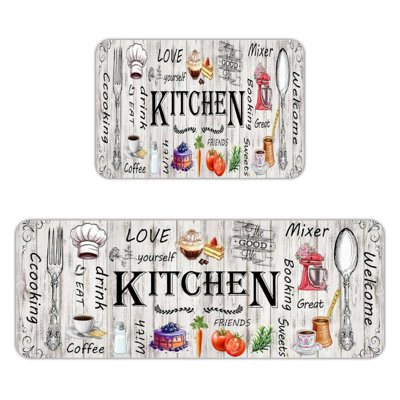 Pour la cuisine et la salle de lavage, tapis de flanelle 2 pièces