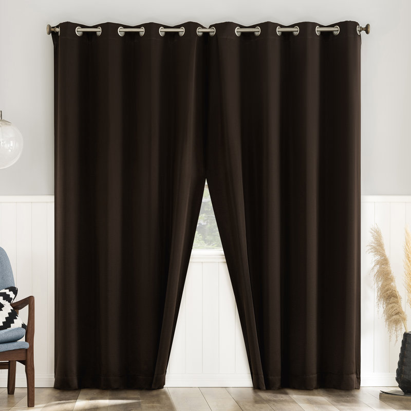 Paire de rideaux obscurcissant avec œillets Gheorghi, Brun chocolat, L 54 po x L 63 po