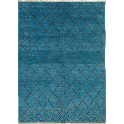 Pilkington One-of-a-Kind 6'6" X 8'11" 1980s Wool Area Rug in Turquoise