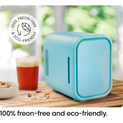 Portable Mini Fridge For Cans & Skincare – Compact 6-Can (12 Oz) Cooler & Warmer For Bedroom, Car, Office, Dorm – AC/DC Power With Car Plug Compatibility