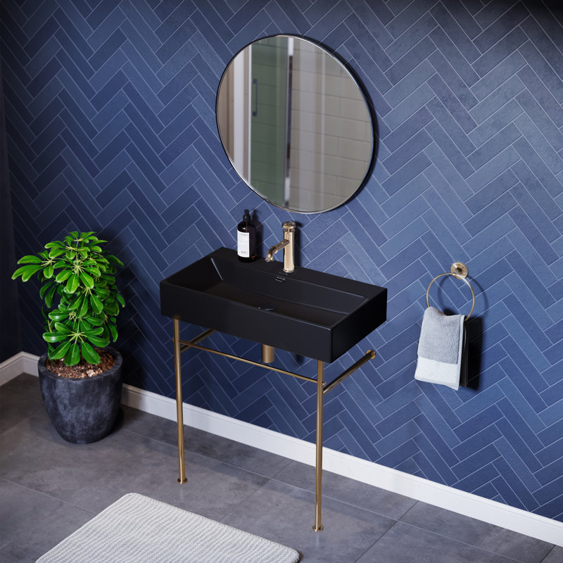 Lavabo console en céramique 30 po Claire, Noir / or