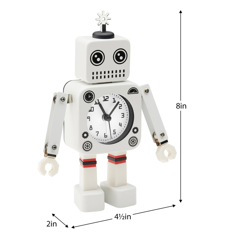Réveil robot en métal, Blanc