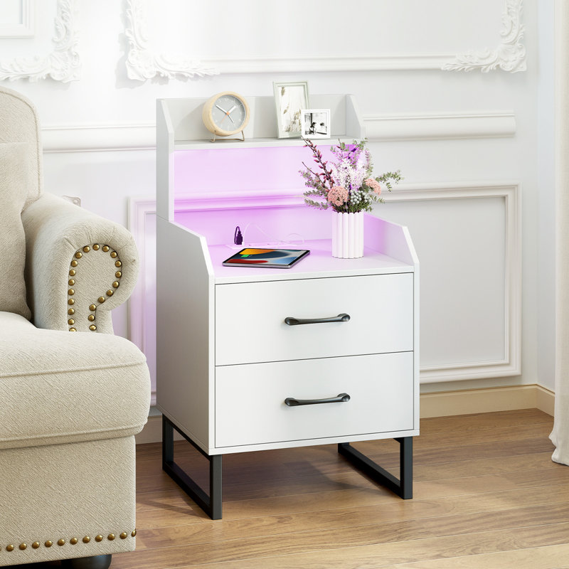 45cm W Metal Bedside Table