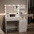 Modern Dressing Table With Adequate Storage And Lights For Bedroom Use Functional Drawer Hidden Compartments