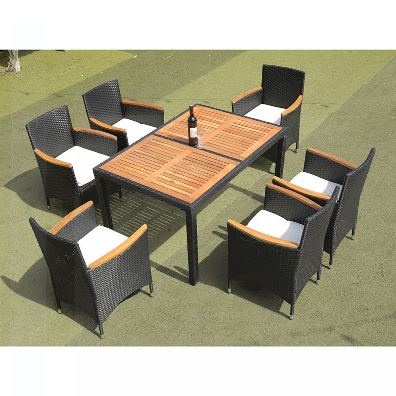 Anella 6 - Person Rectangular Outdoor Dining Set, 29" H x 51" W x 35.4" D, Black