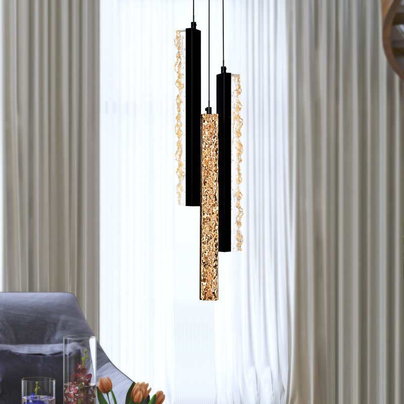 Zamarripa 3 - Light LED Unique/Statement Pendant, Black