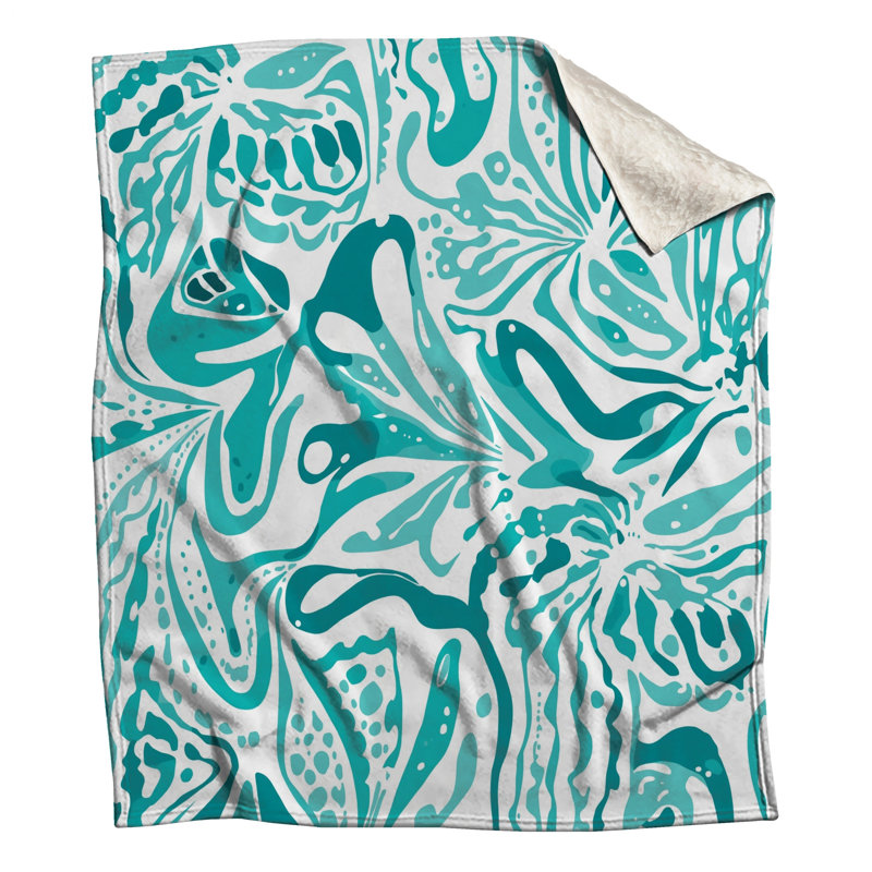 Couvertures florales abstraites turquoise, 60in W x 80in H