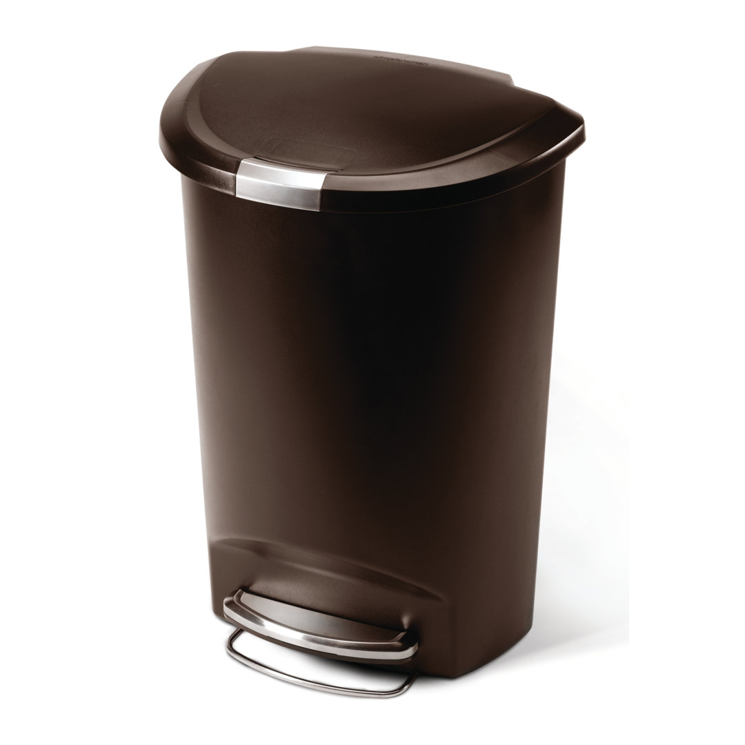 Simplehuman 50 Liter / 13 Gallon Semi-Round Kitchen Step Trash Can with Secure Slide Lock, Plastic simplehuman Color: Mocha