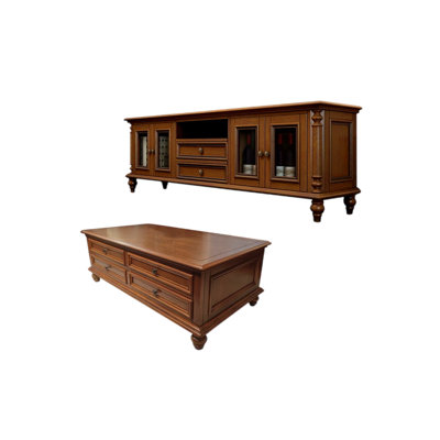 Classic style TV stand coffee table combination