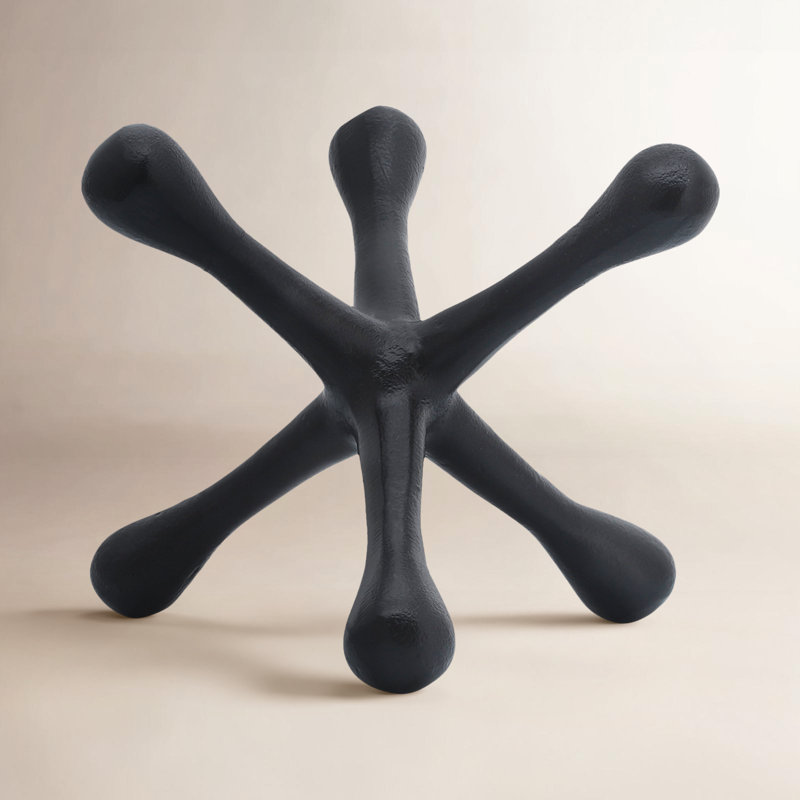 Sculpture abstraite géométrique en aluminium, Noir,  H 6 po x l 9 po x P 9 po
