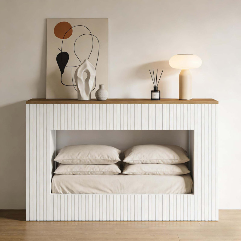Console moderne avec beaucoup de rangement et un assemblage facile, Brun, Noir