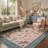 Vintage Machine Washable Pink / Blue Indoor Area Rug with Non-Slip Backing-1218496690