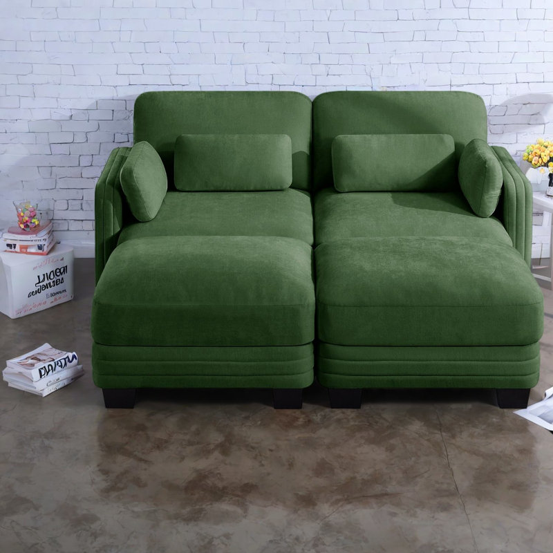 Canapés modulaires à compression, causeuse modulaire en chenille verte, canapé moderne