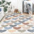Dila Modern Hearts Geometric Machine-Washable Ivory/Blue/Orange Rug-1172625602
