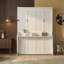 Grand lit escamotable en bois, lit escamotable mural peu encombrant, armoire murale, avec vérins à gaz, blanc-932188277