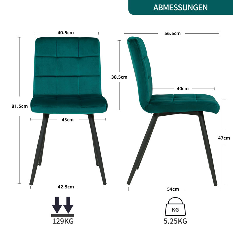 Furst 40cm Wide Modern Upholstered Chair with Velvet Button Tufting, Petrol