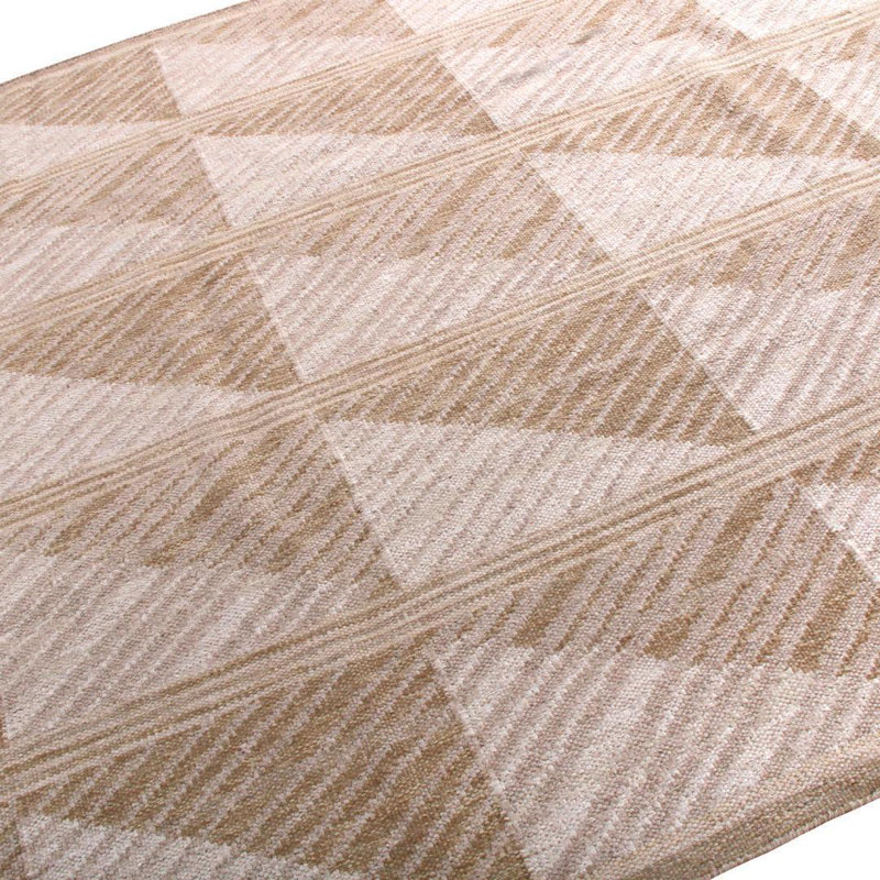 Rug & Kilim’S Scandinavian Geometric Beige Brown Wool Rug, Rectangle 10' x 14'