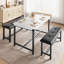 Dining Table Set for 4, Kitchen Table with 2 Upholstered Benches, 3 Piece Dining Room Table Set, Rectangular Space Saving Kitchen Table Set for Apartment, Studio, Home, Rustic Black