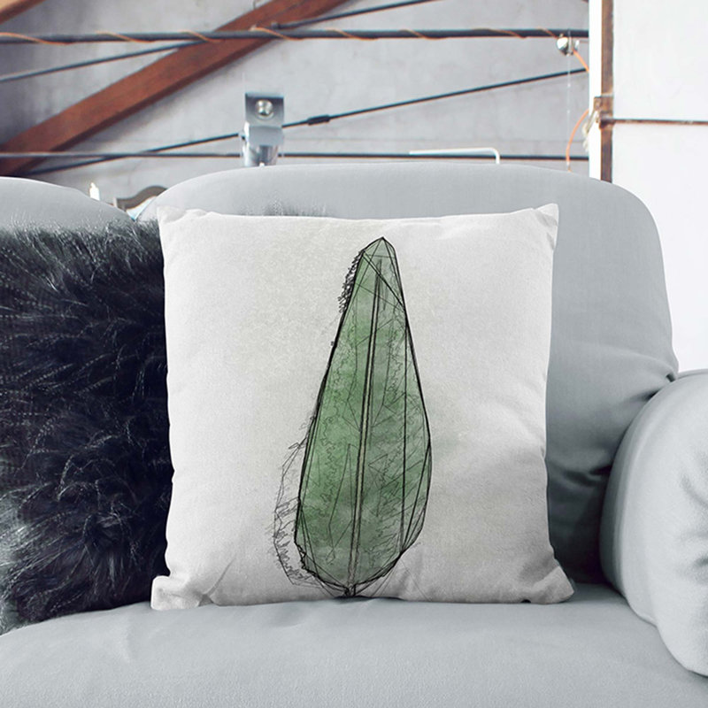 Leaf Cushion with Filling, Black, 40cm H x 40cm W x 15cm D