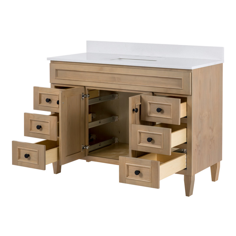 Ensemble de meuble-lavabo à simple cuve 49 po avec plateau en quartz blanc Braetyn, 49"