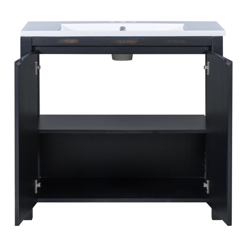 36-Inch Bathroom Vanity Organizer With Sink, Durable Cabinet Set For Ample Storage And Modern Aesthetic, Espresso