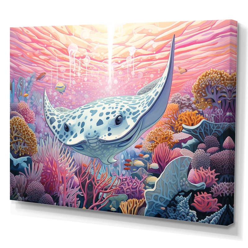 «Manta Rays Drifters Landscape II», reproduction d'art sur toile, 12" H x 20" W, Toile tendue