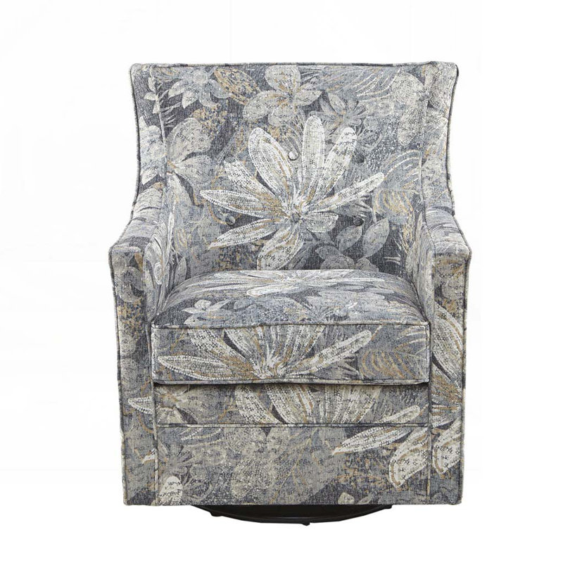 Polyester Upholstered Arm Chair with Round Base