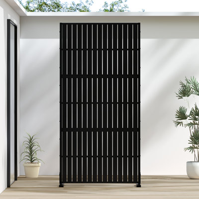 72"x35" Black Metal Outdoor Privacy Screen