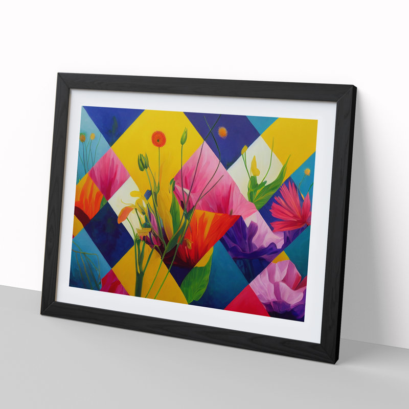 Abstract Wildflowers - Framed Print, Black, 46cm H x 64cm W x 2cm D