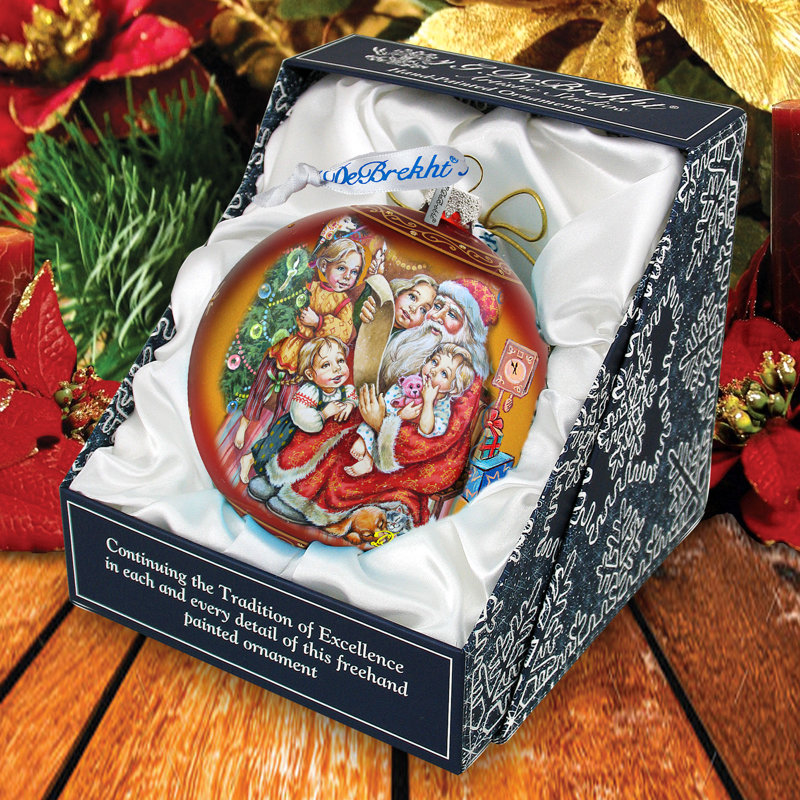 Holiday Splendor 5.5'' Handmade Glass Ball Ornament, Christmas 2, 5.5" H x 5" W x 5" D
